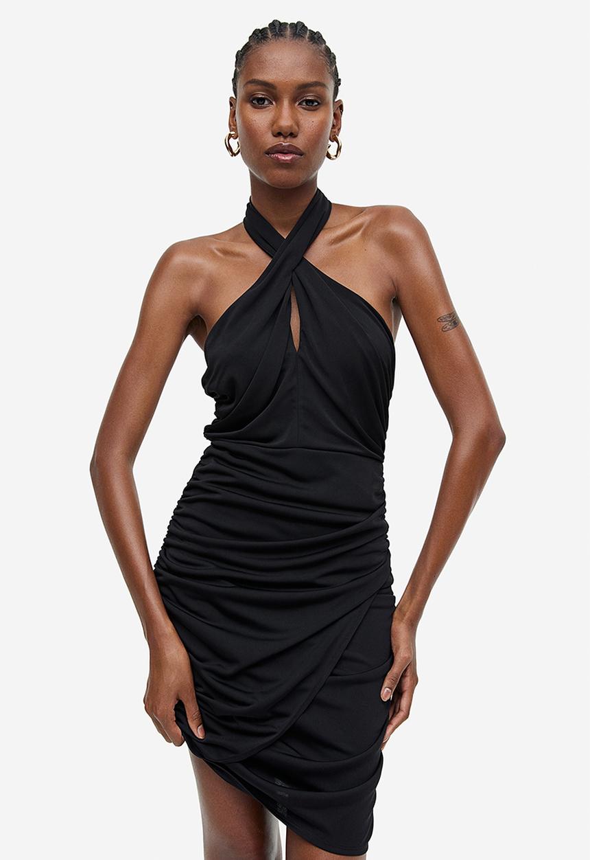 H&M - Draped halterneck dress - black 