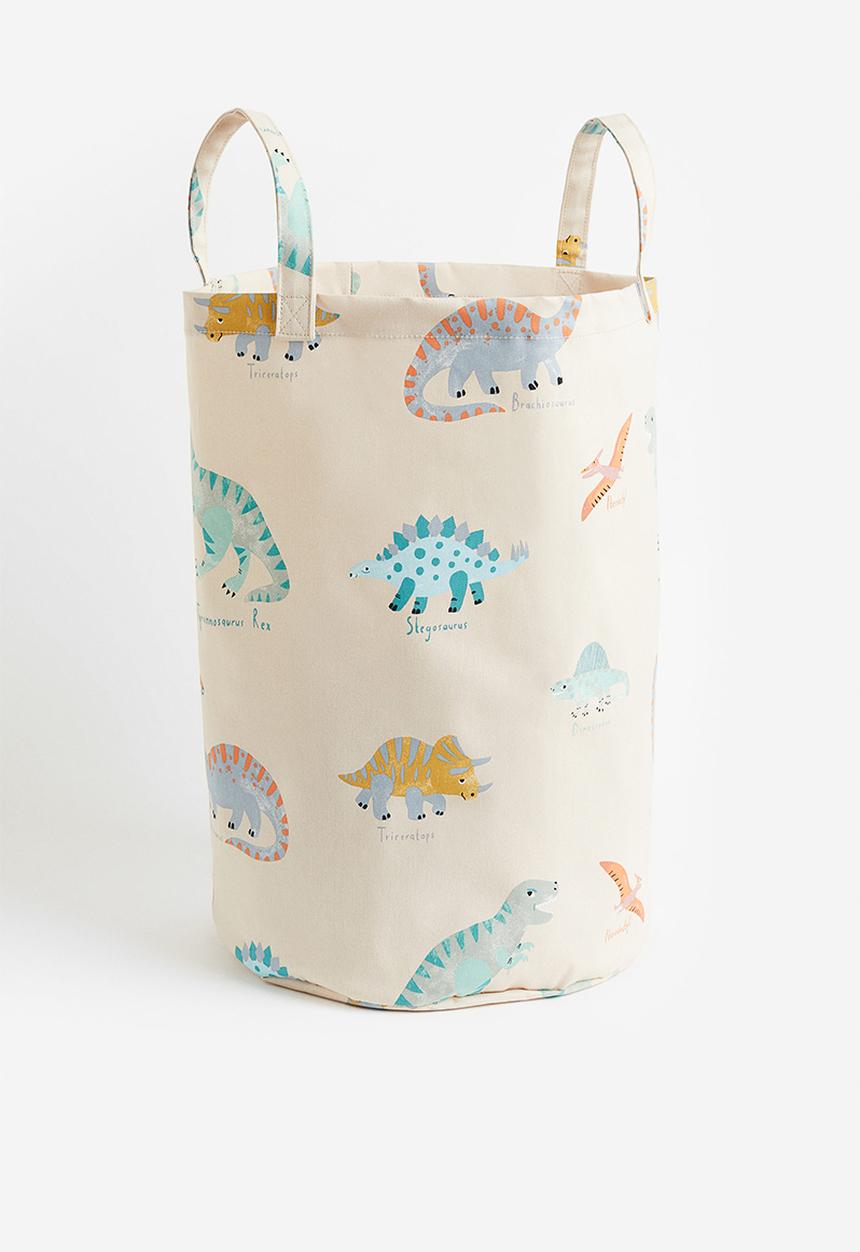 H&M - Printed storage basket - light beige/dinosaurs