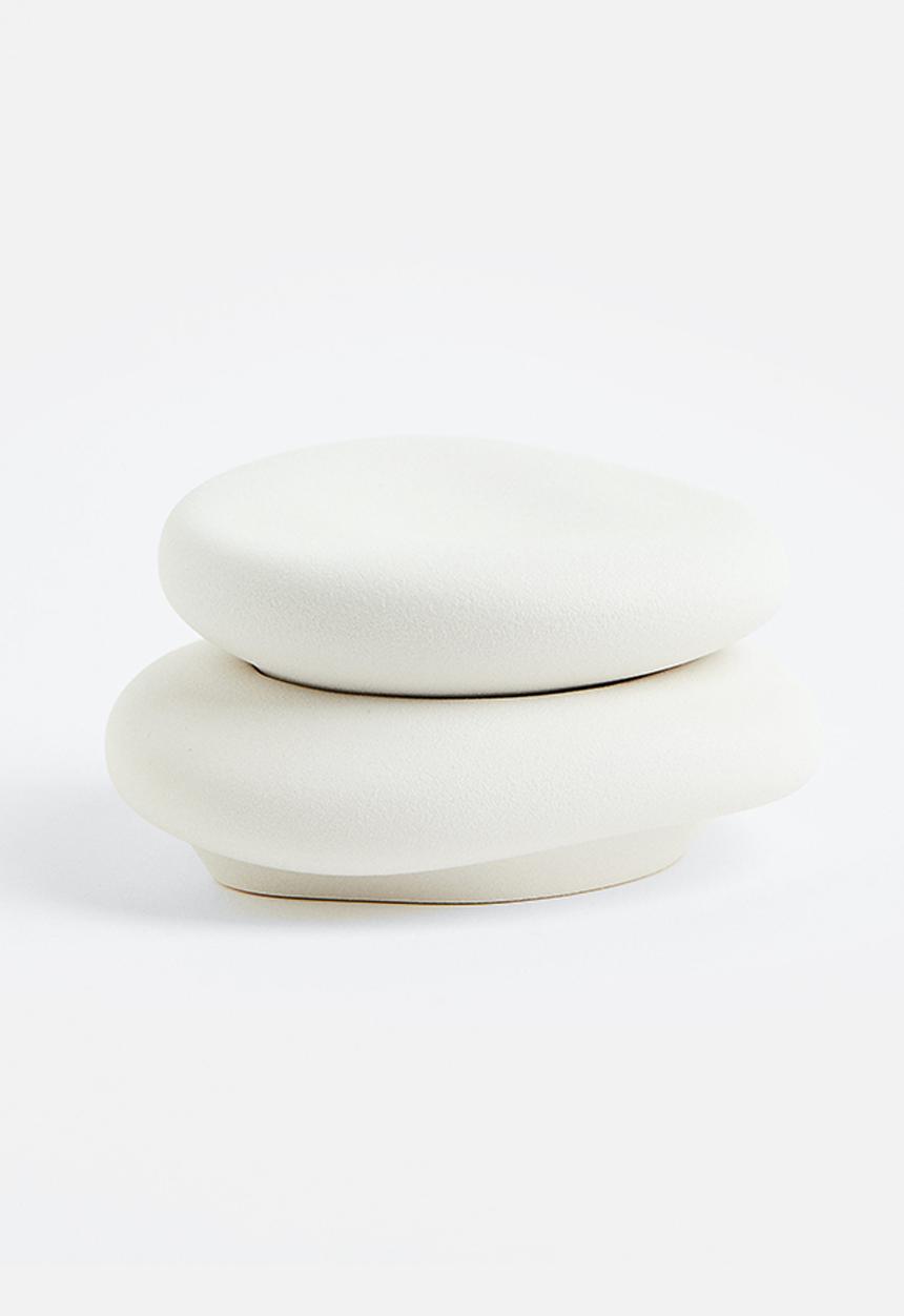 H&M - Stoneware trinket box - white