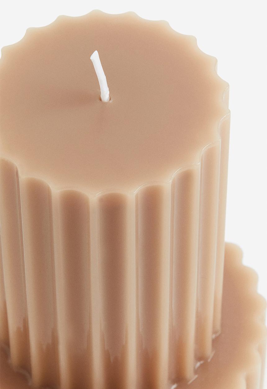 H&M - Shaped pillar candle - beige