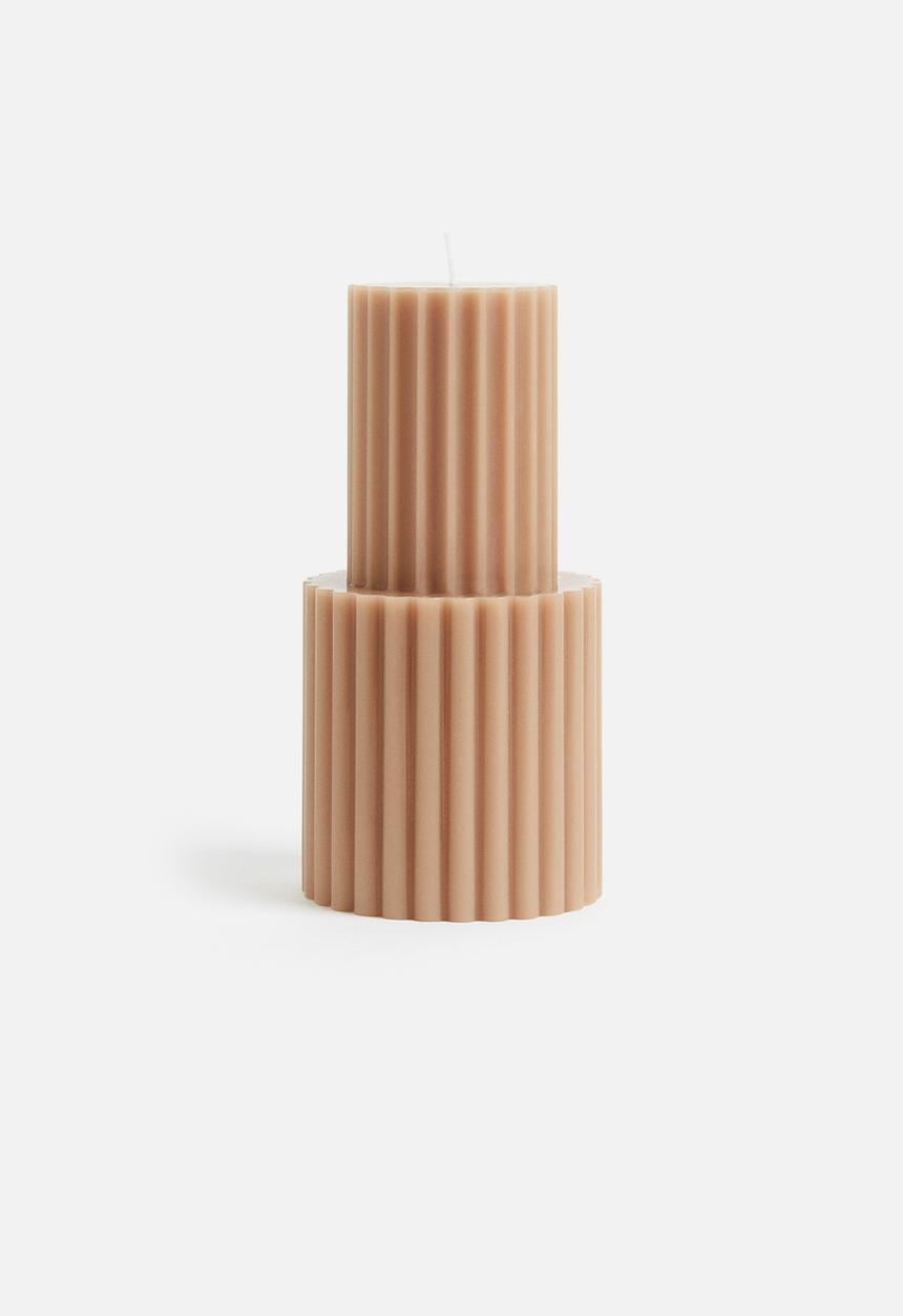 H&M - Shaped pillar candle - beige