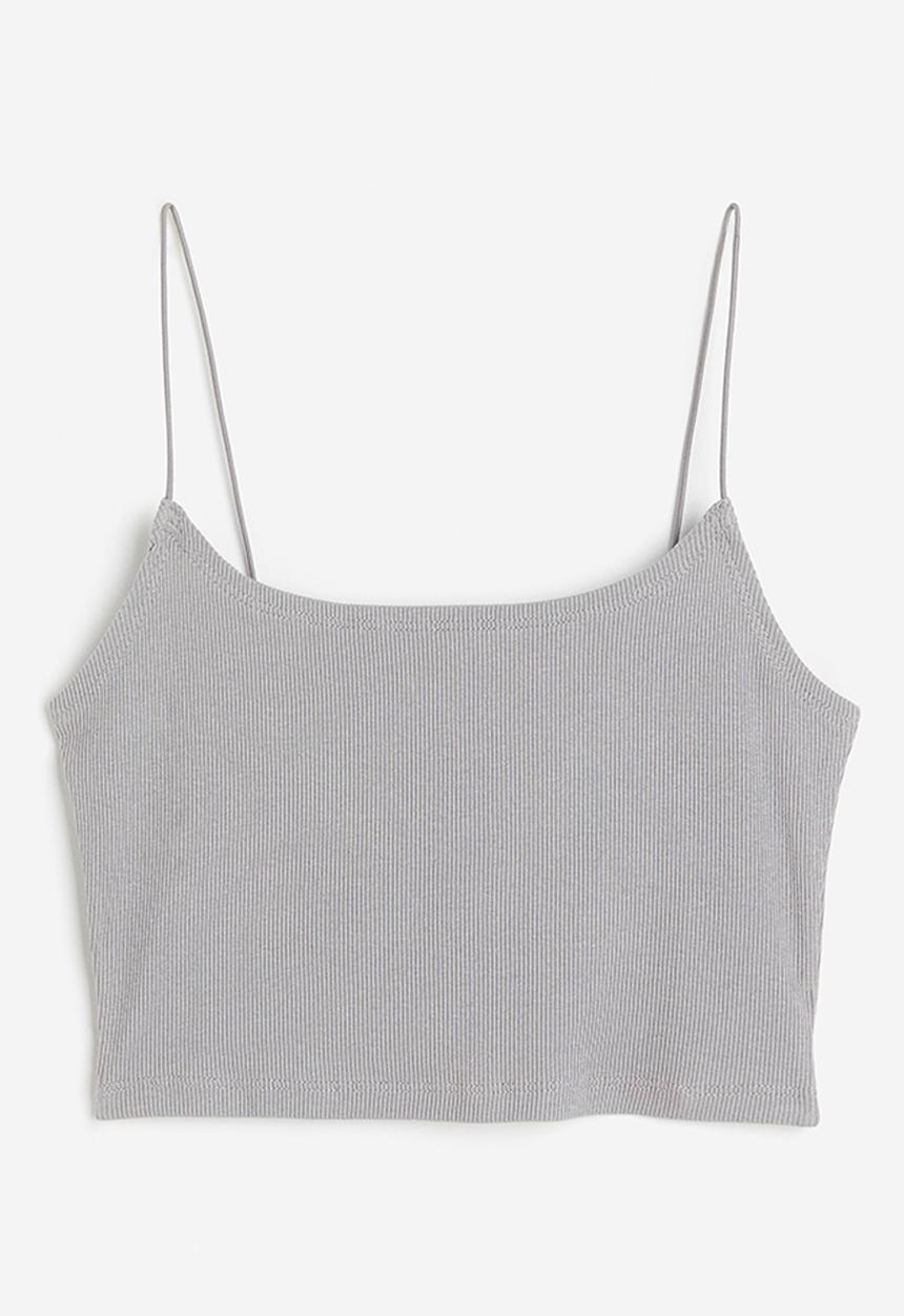 H&M - Cropped strappy top - grey