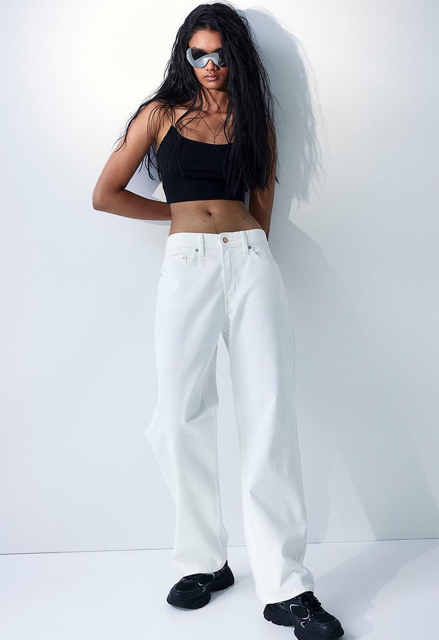 H&M - Cropped strappy top - black