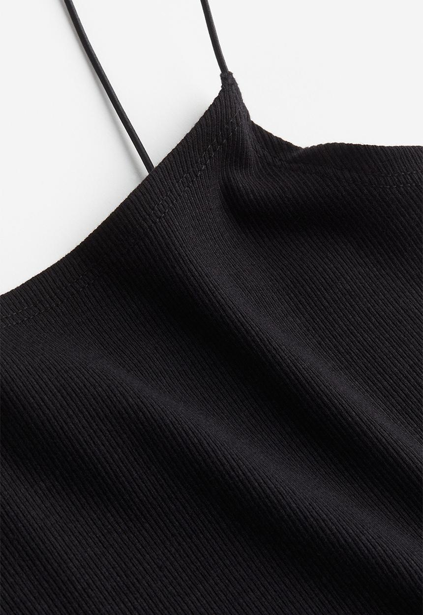 H&M - Cropped strappy top - black