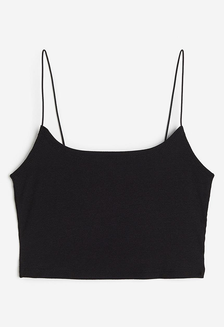 H&M - Cropped strappy top - black