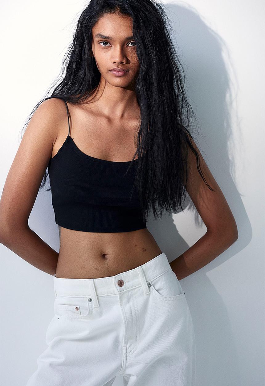 H&M - Cropped strappy top - black