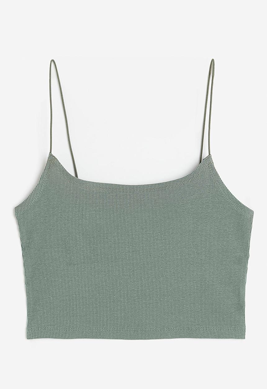 H&M - Cropped strappy top - green