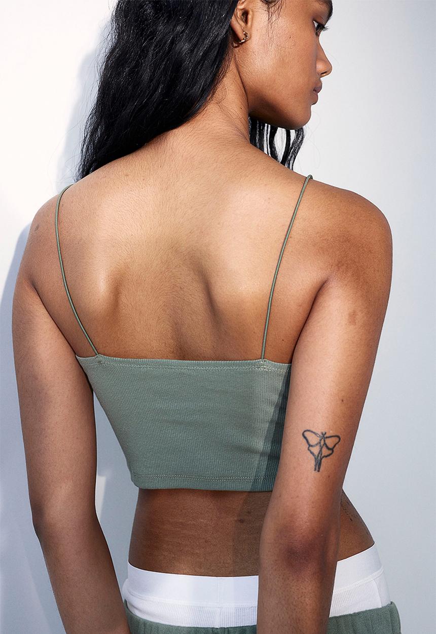 H&M - Cropped strappy top - green