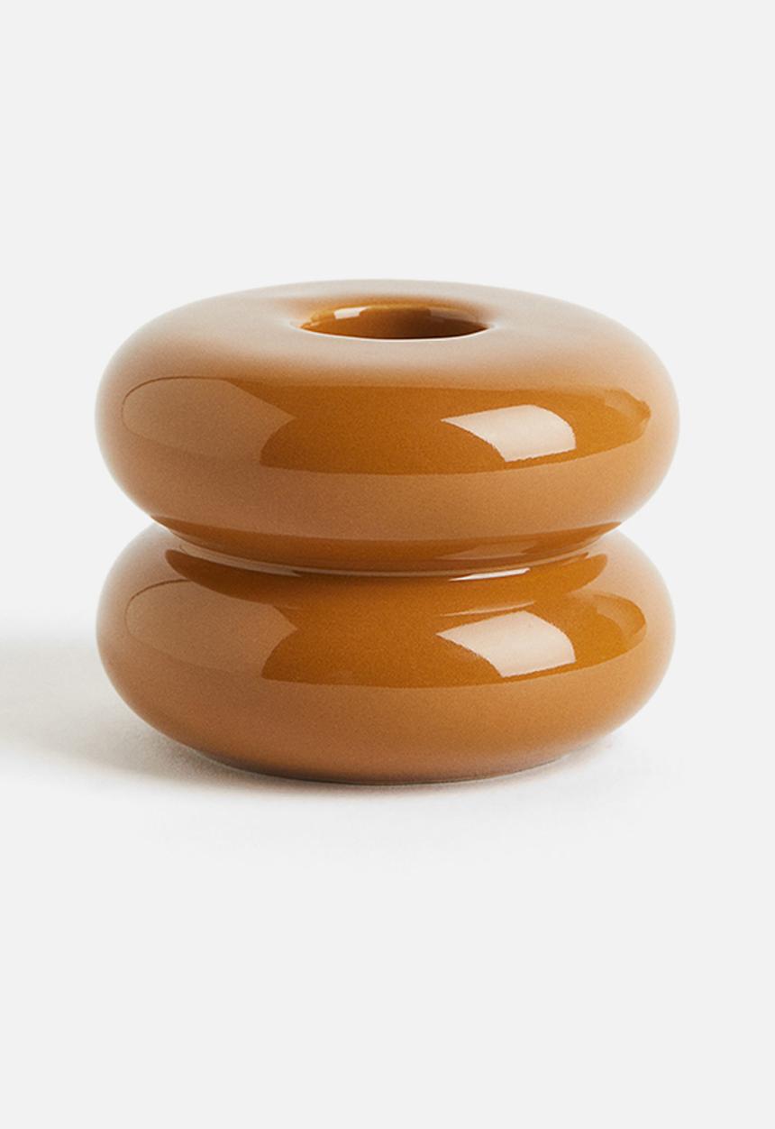 H&M - Stoneware candlestick - yellow 