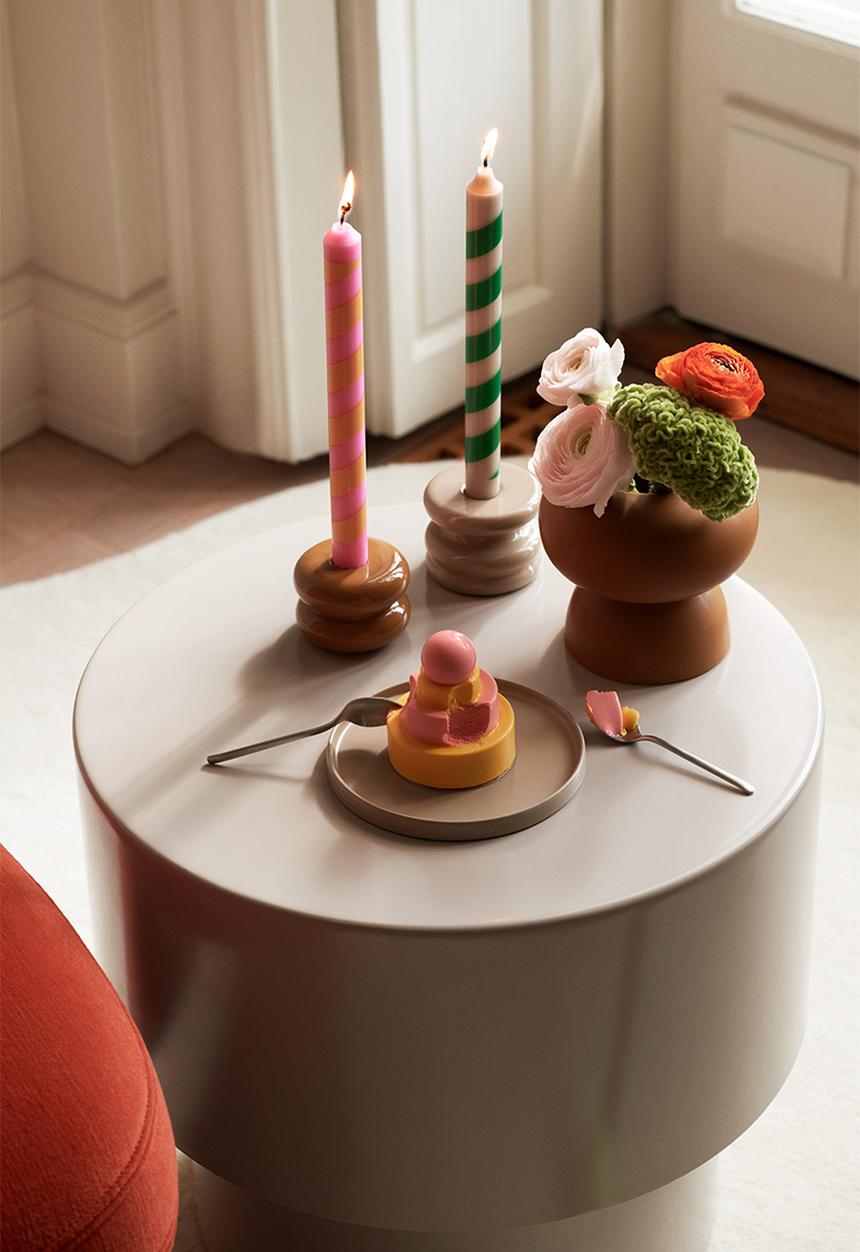 H&M - Stoneware candlestick - yellow 