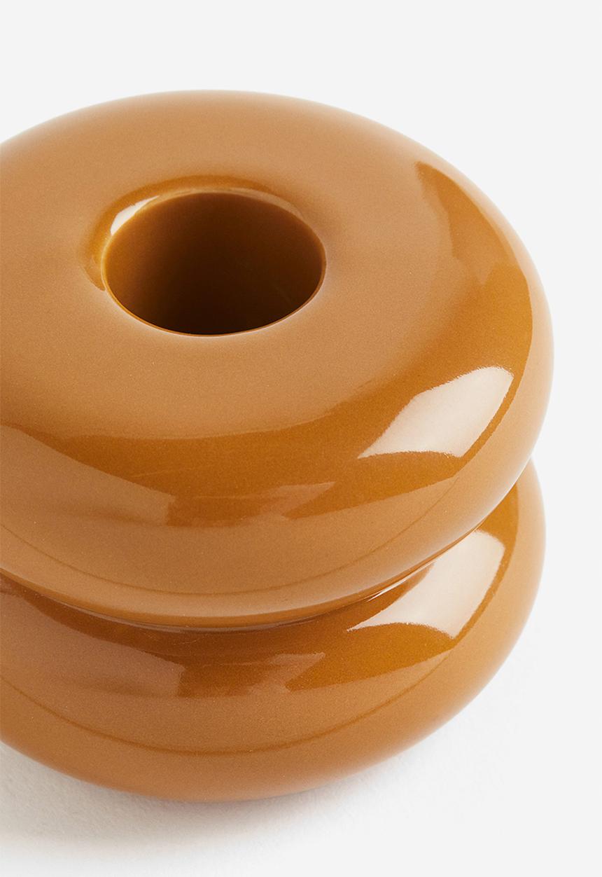 H&M - Stoneware candlestick - yellow 