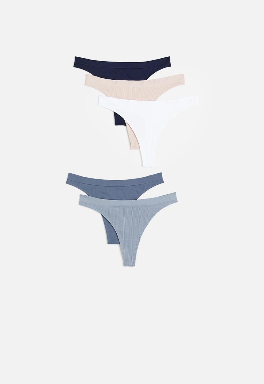 H&M - 5-pack seamless thong briefs - blue
