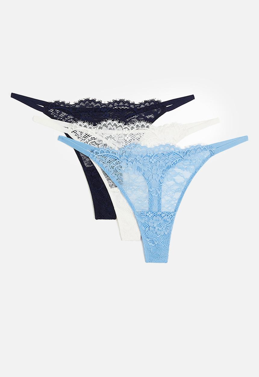 H&M - 3-pack thong briefs - blue, white
