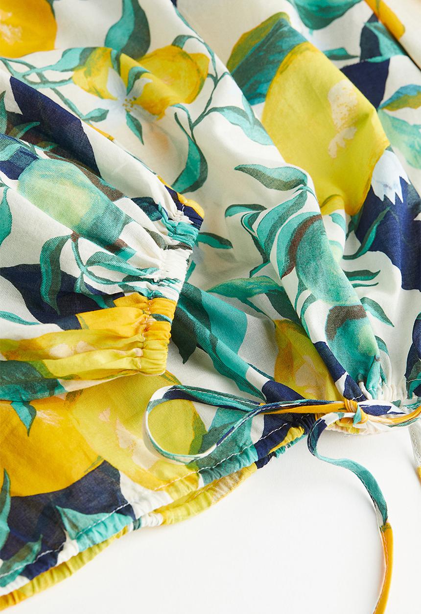 H&M - Balloon-sleeved blouse - natural white/lemons