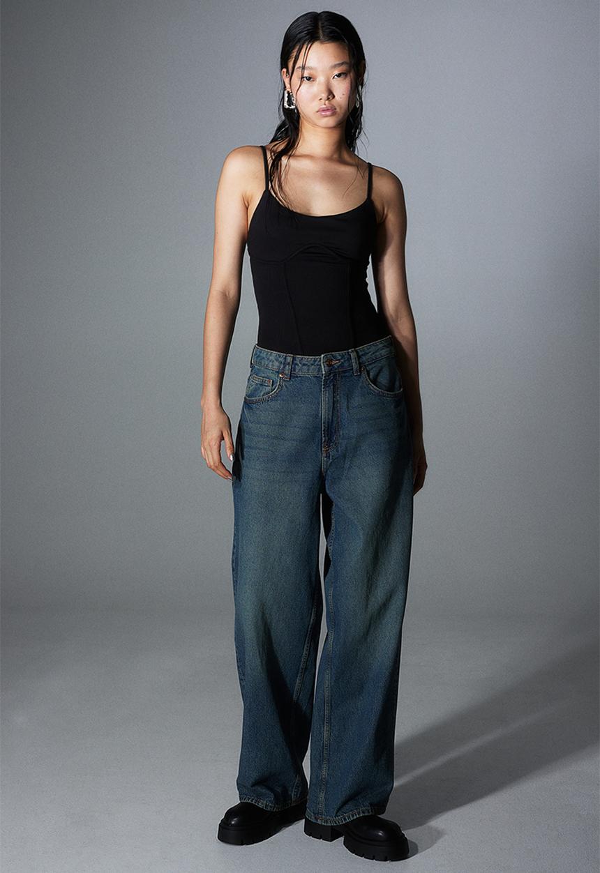 H&M - 90s baggy high jeans - blue