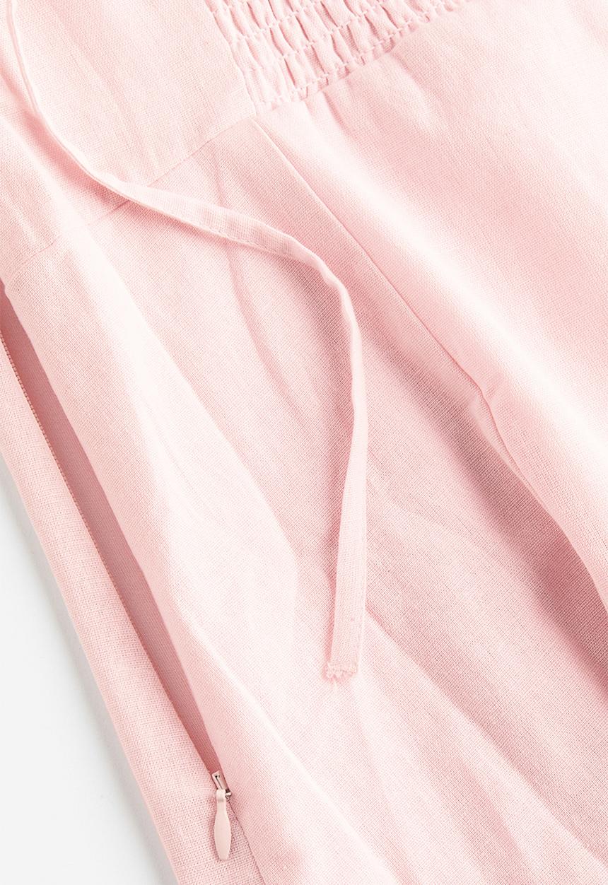 H&M - Puff-sleeved dress - light pink