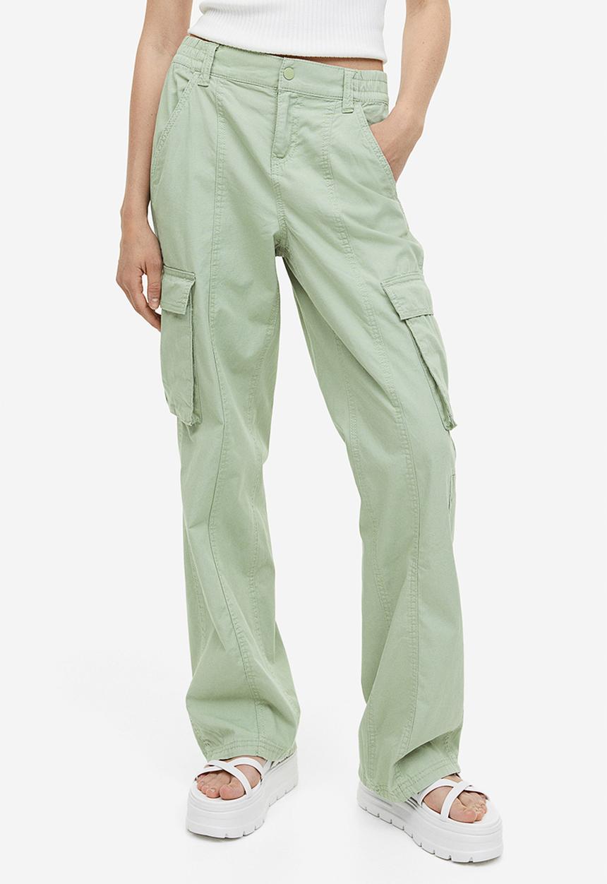 H&M - Canvas cargo trousers - light dusty green