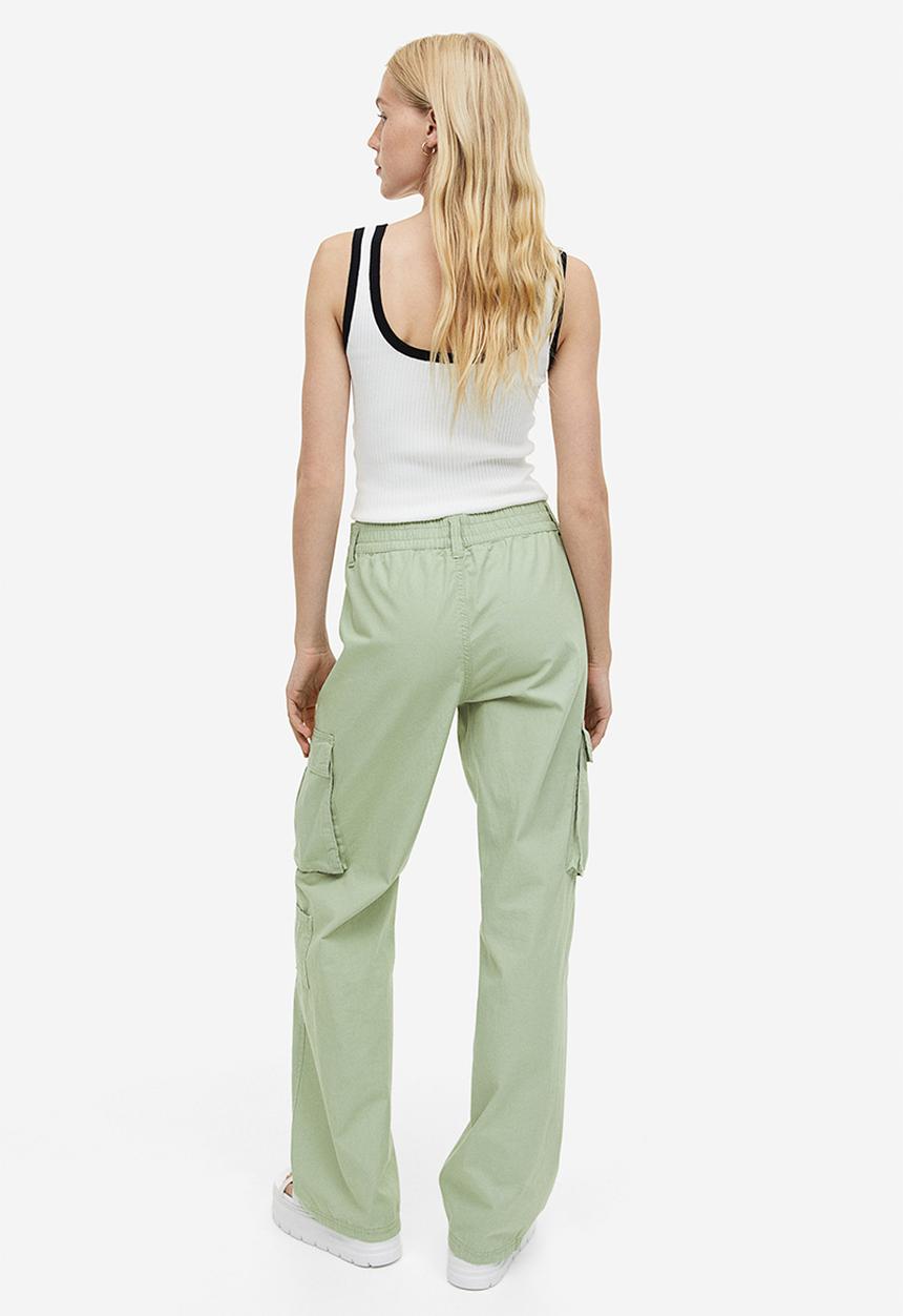 H&M - Canvas cargo trousers - light dusty green