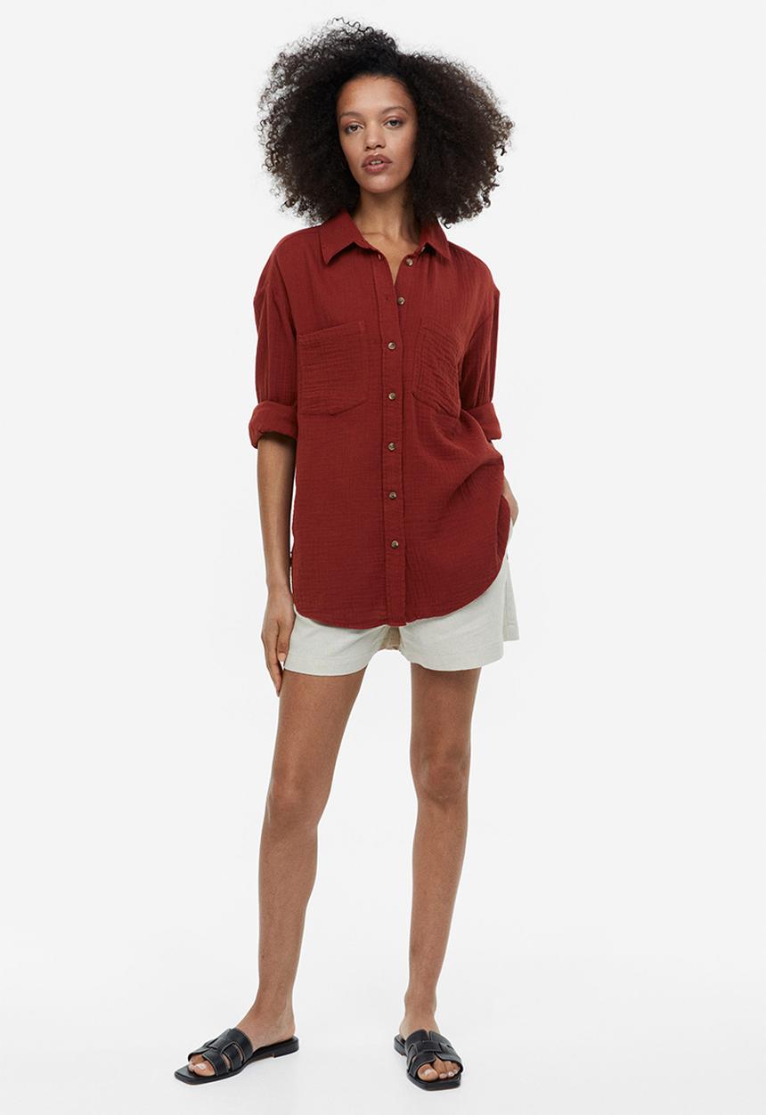 H&M - Cotton shirt - rust red