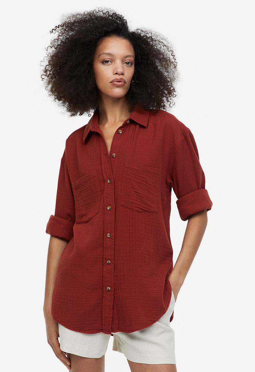 H&M - Cotton shirt - rust red