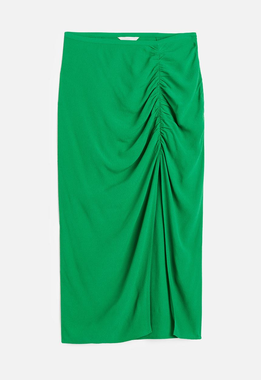 H&M - Crêpe high-slit skirt - green