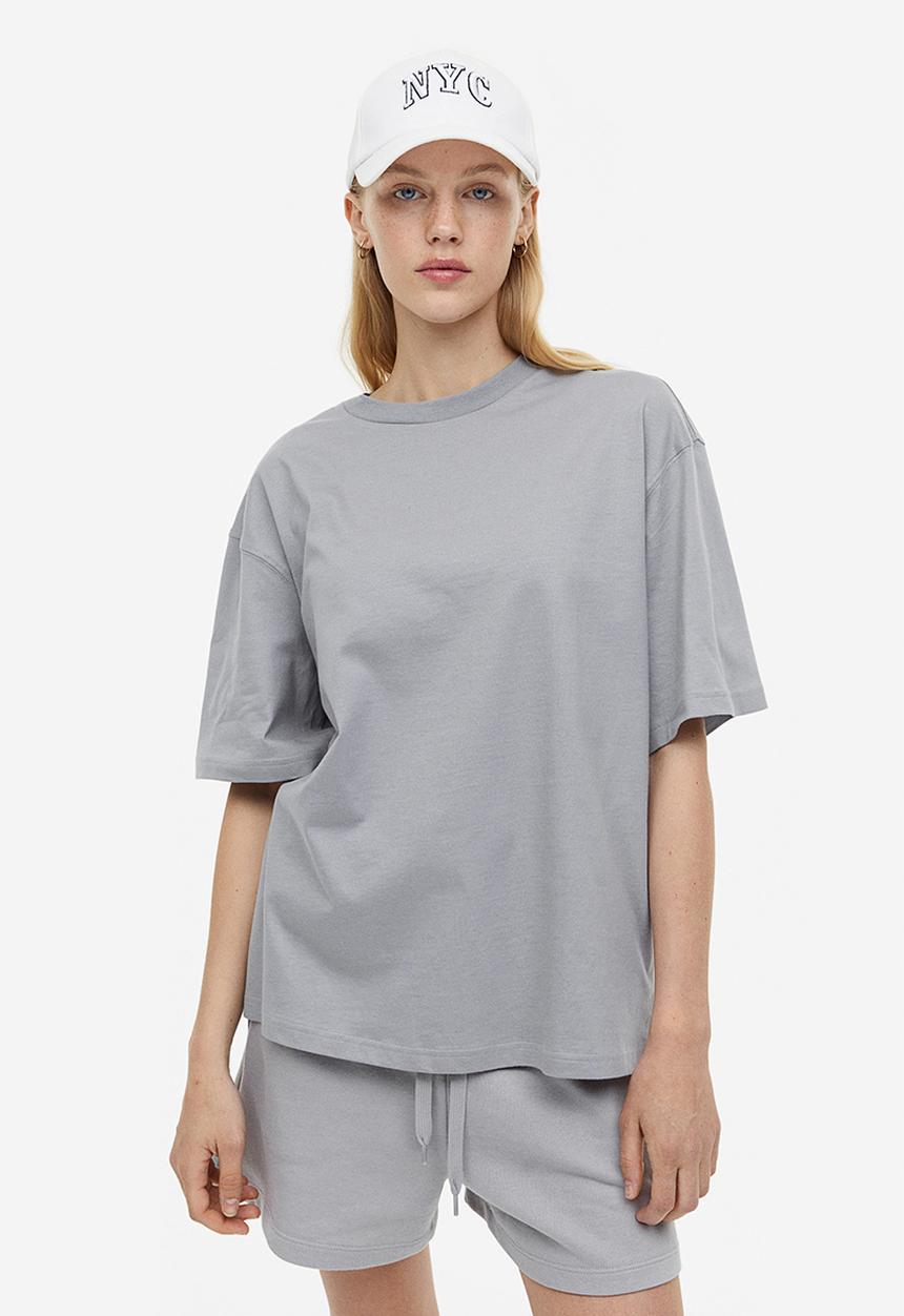 H&M - Boxy t-shirt - grey