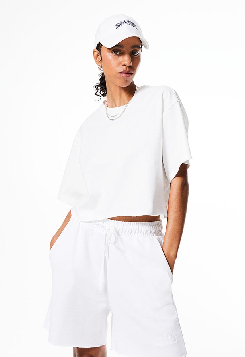 H&M - Boxy-style embroidered t-shirt - white