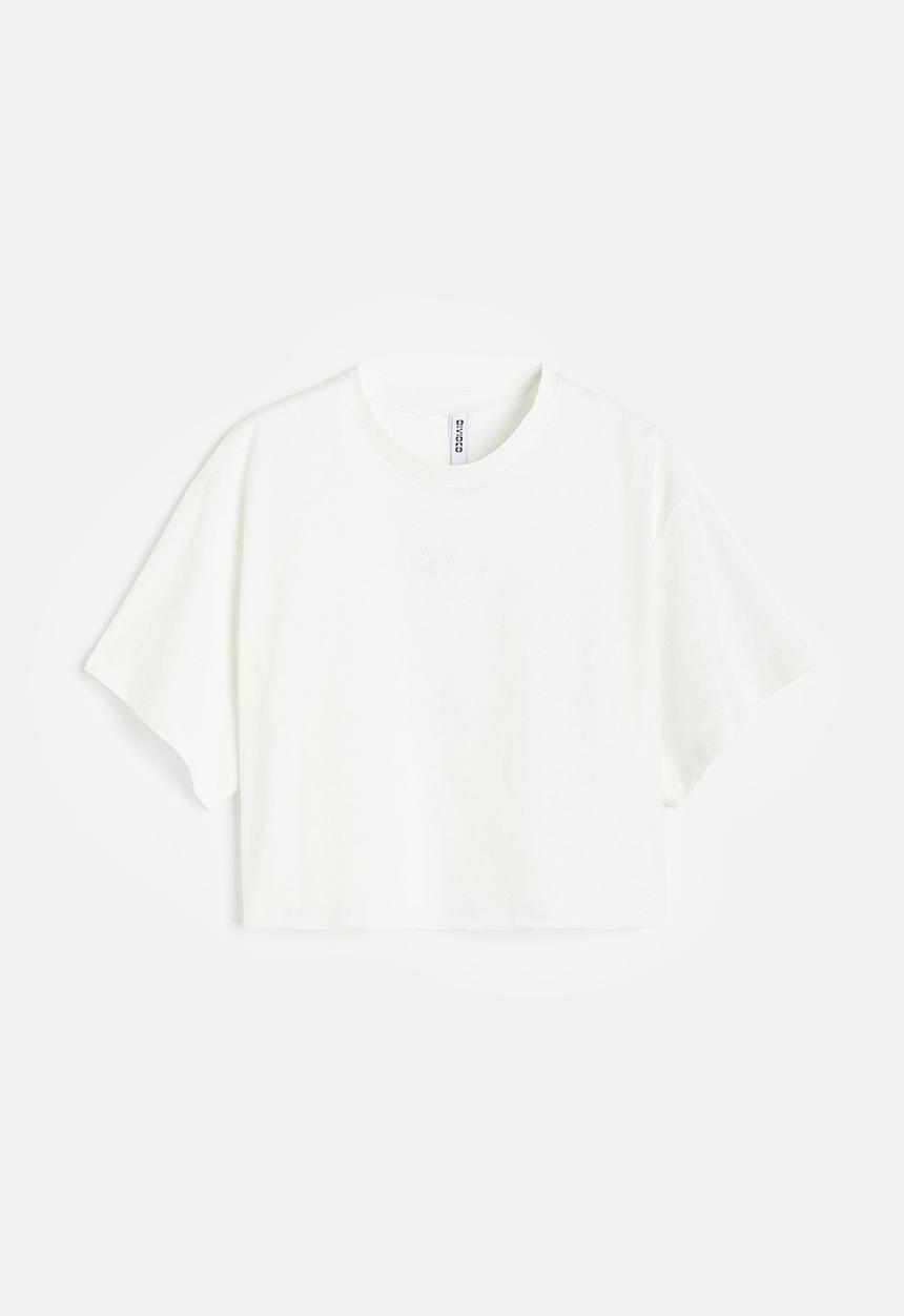 H&M - Boxy-style embroidered t-shirt - white
