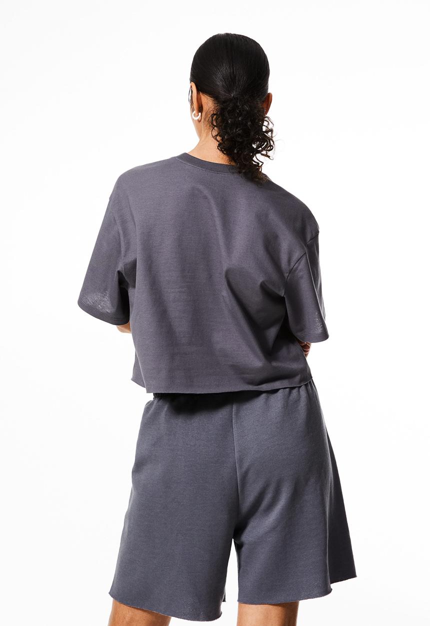 H&M - Boxy-style embroidered t-shirt - dark grey