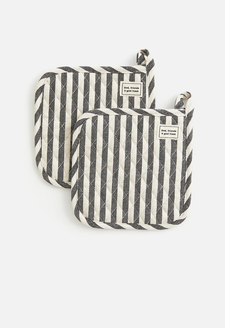 H&M - 2-pack linen-blend pot holders - Grey