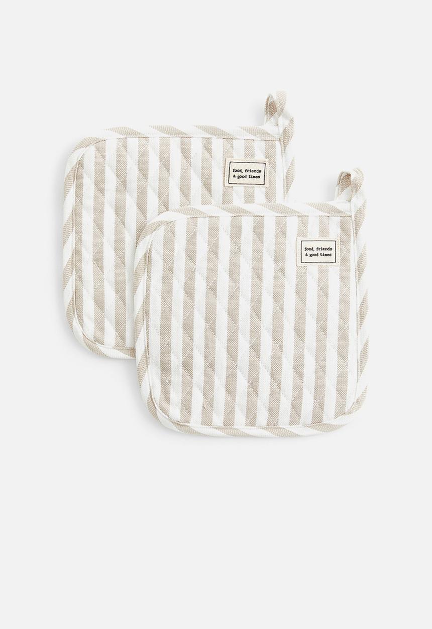 H&M - 2-pack linen-blend pot holders - Beige