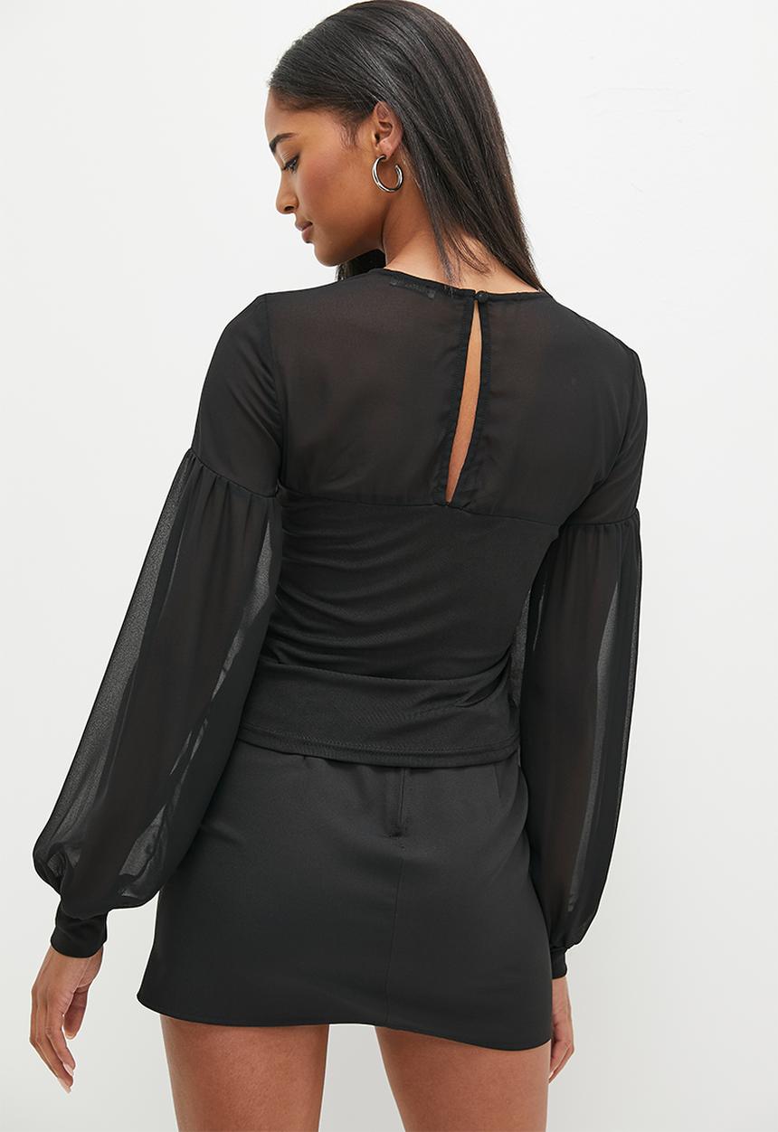 Mesh inset top - black1