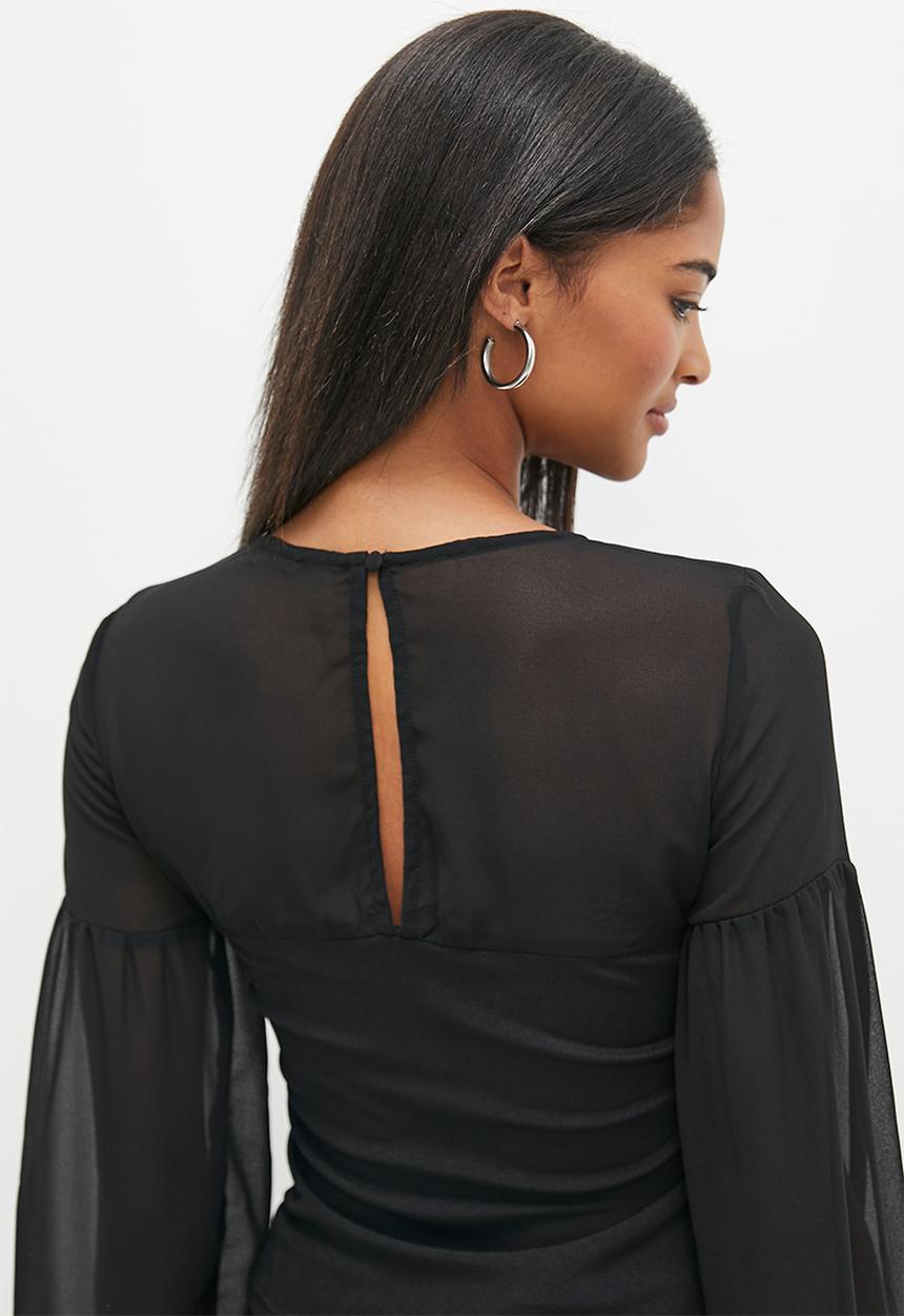 Mesh inset top - black1