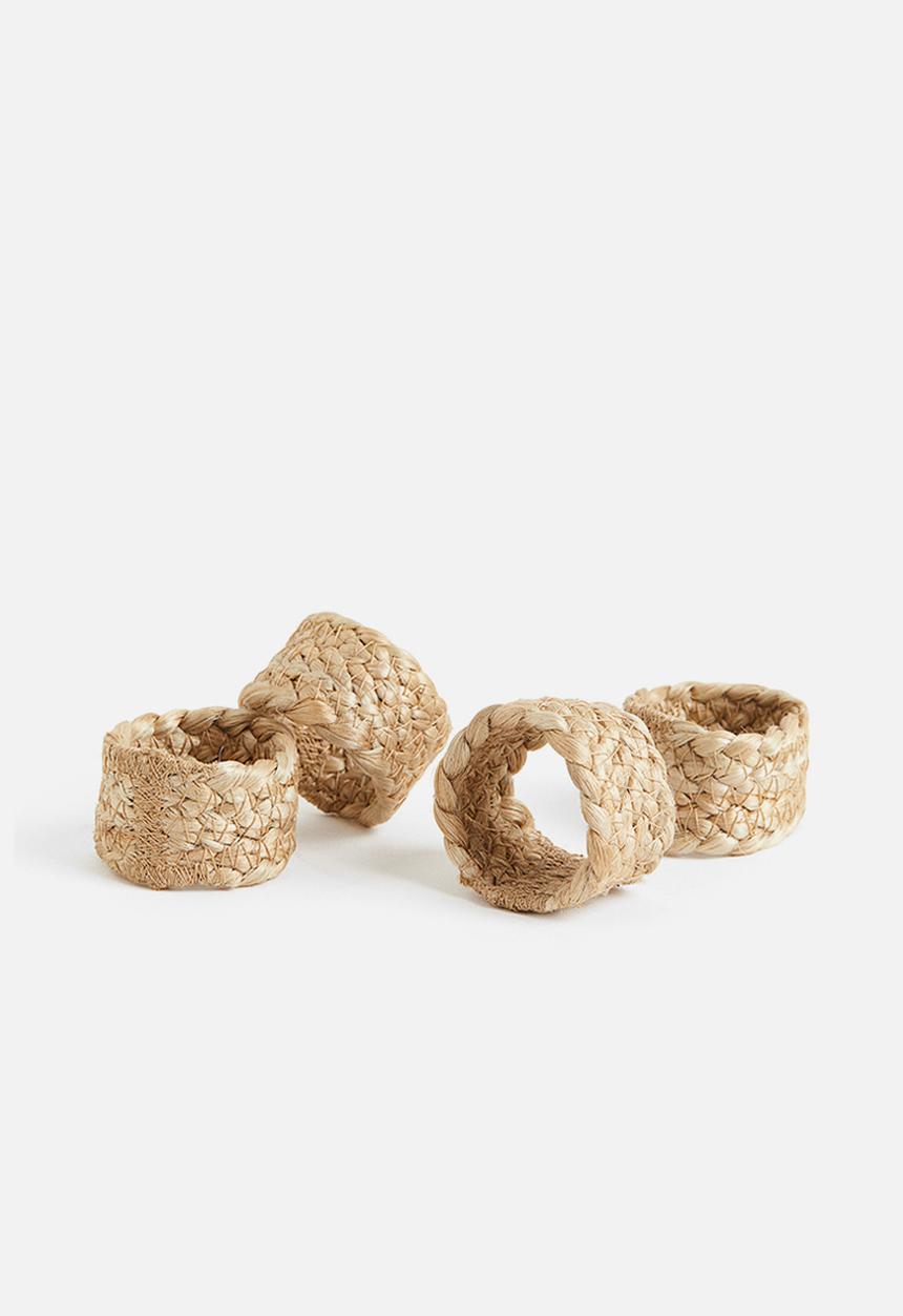 H&M - 4-pack jute napkin rings  - beige