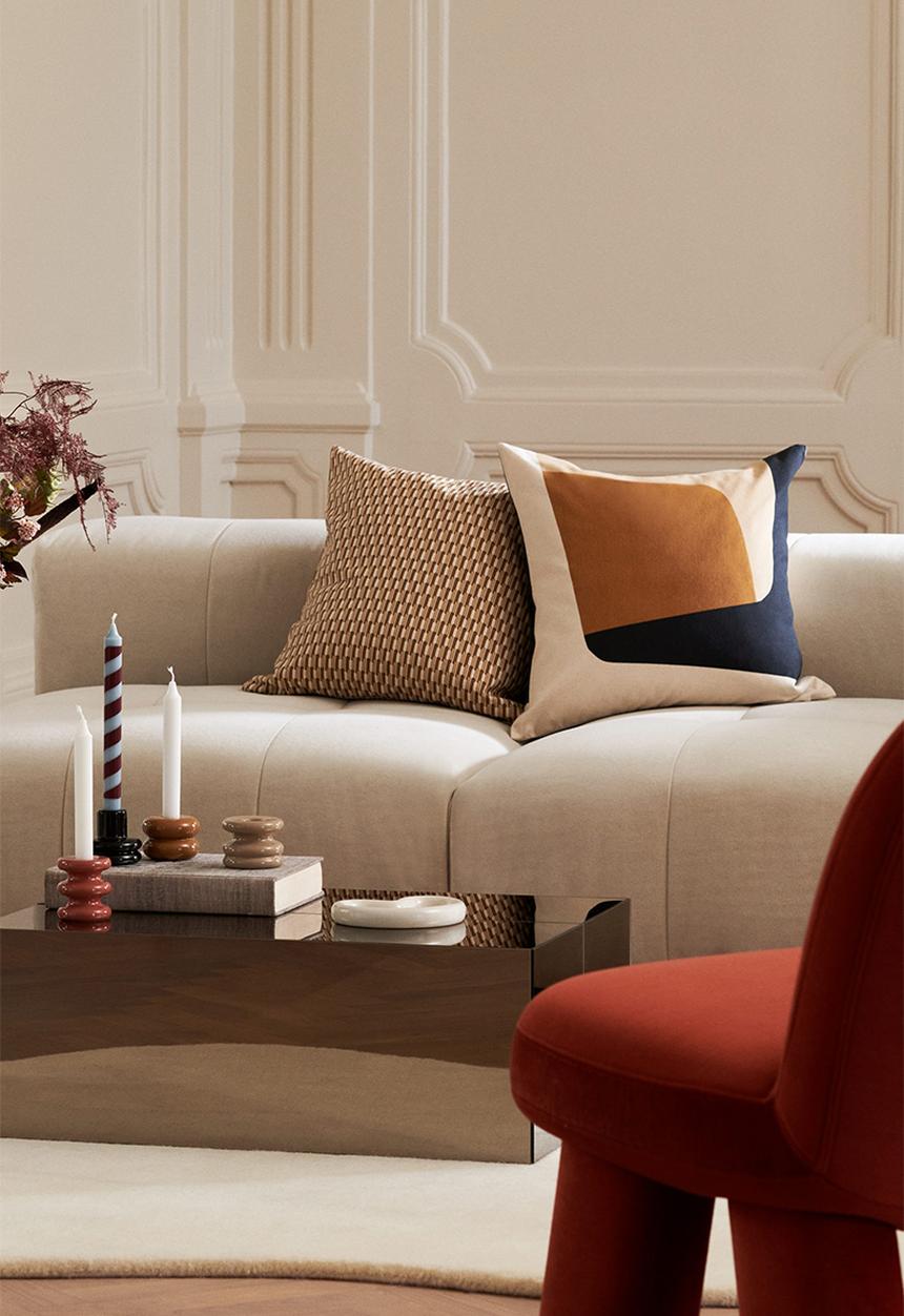H&M - 2-pack printed cushion covers - beige,yellow,multi
