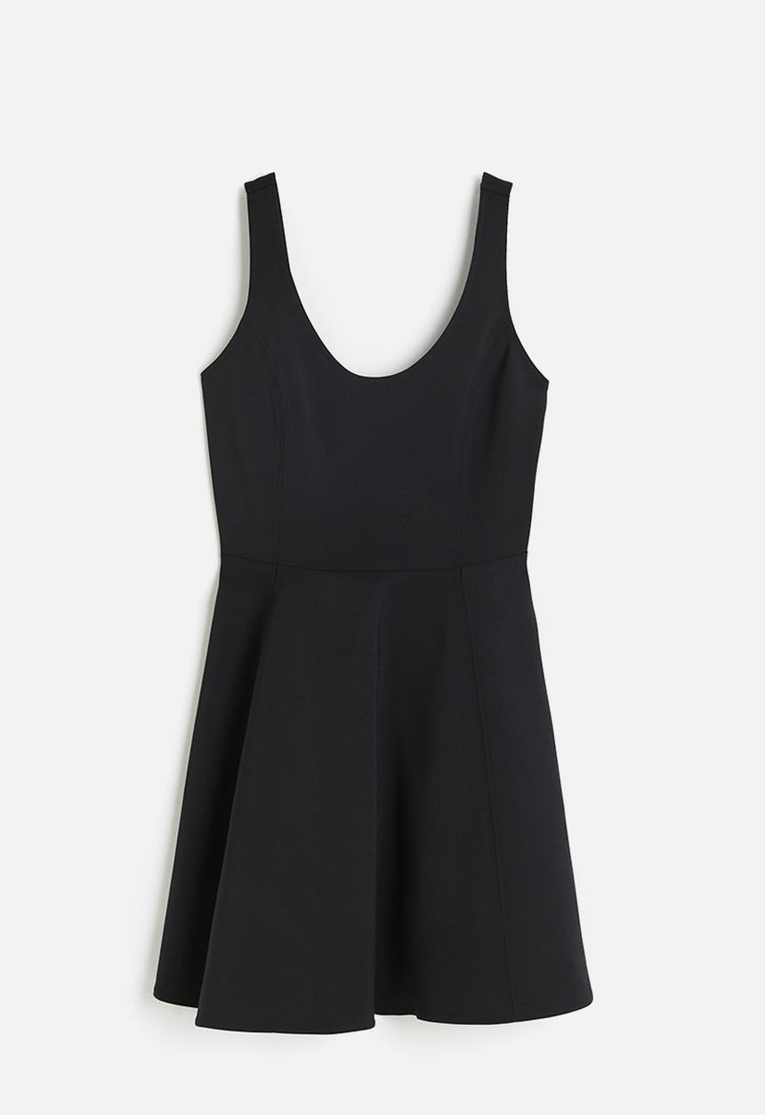 H&M - Flared-skirt mini dress - black