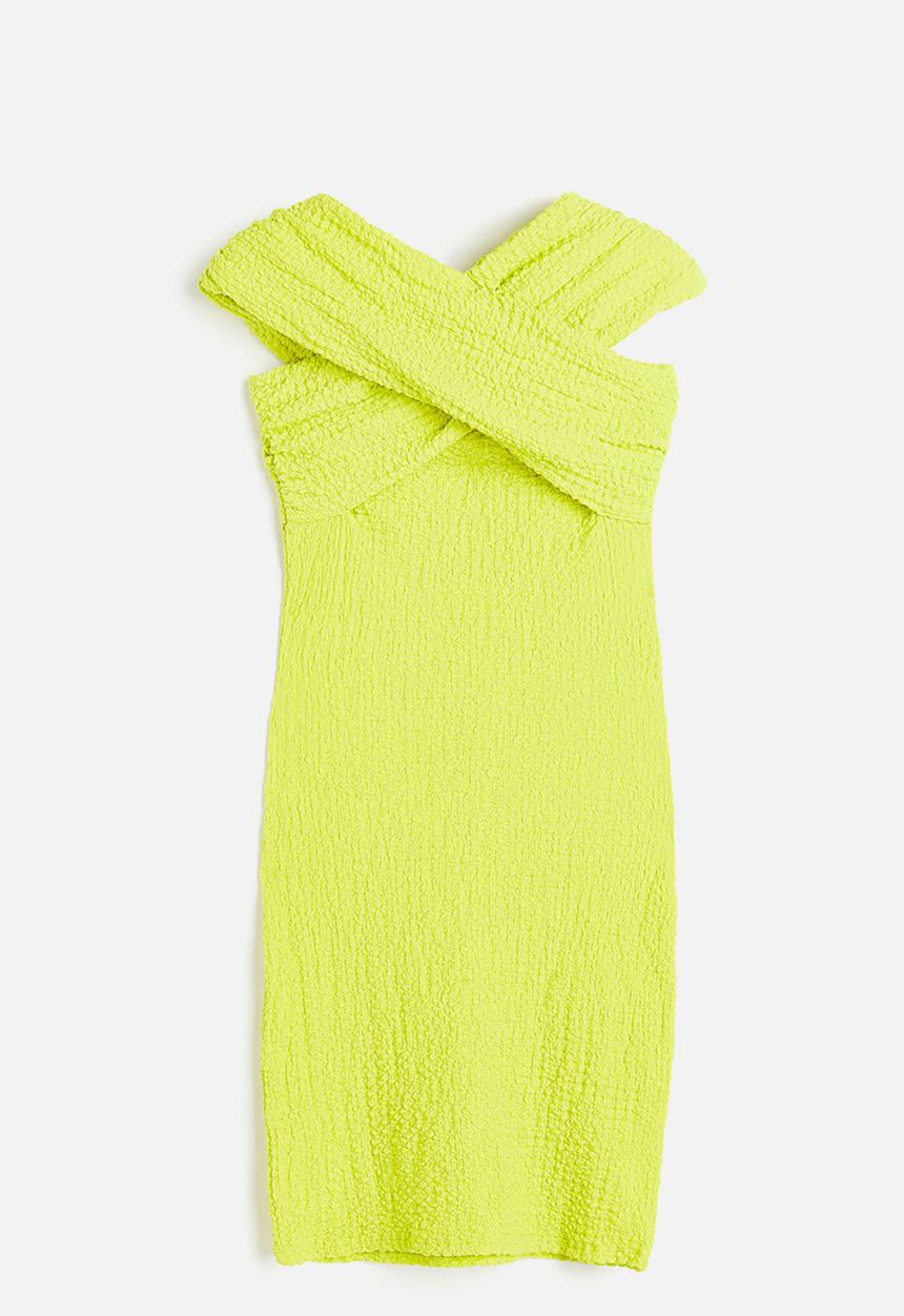 H&M - Textured off-the-shoulder dress - yellow