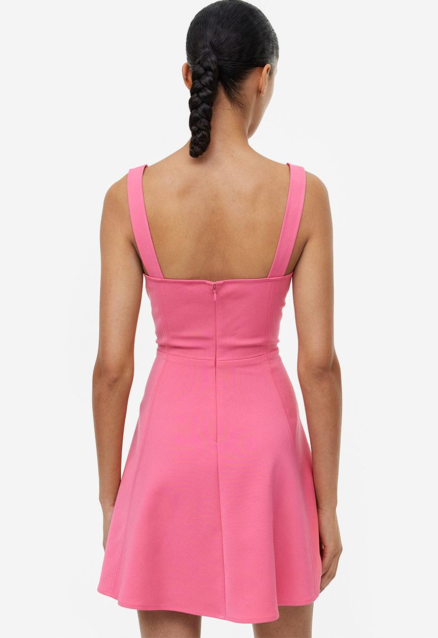 H&M - Flared-skirt mini dress - cerise