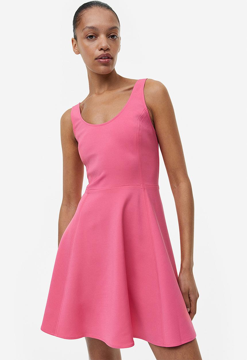 H&M - Flared-skirt mini dress - cerise