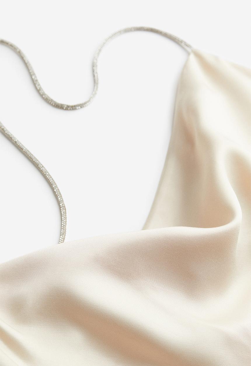H&M - Rhinestone-strap cami top - light beige