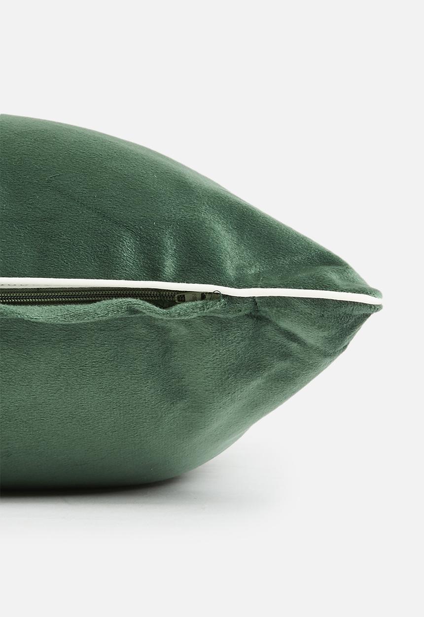 Sixth Floor - Sia plain velvet cushion cover - Green