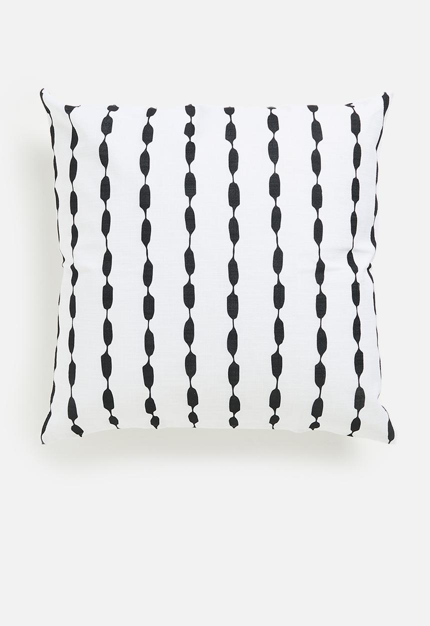 Sixth Floor - Stitch printed cushion cover -  Black & White