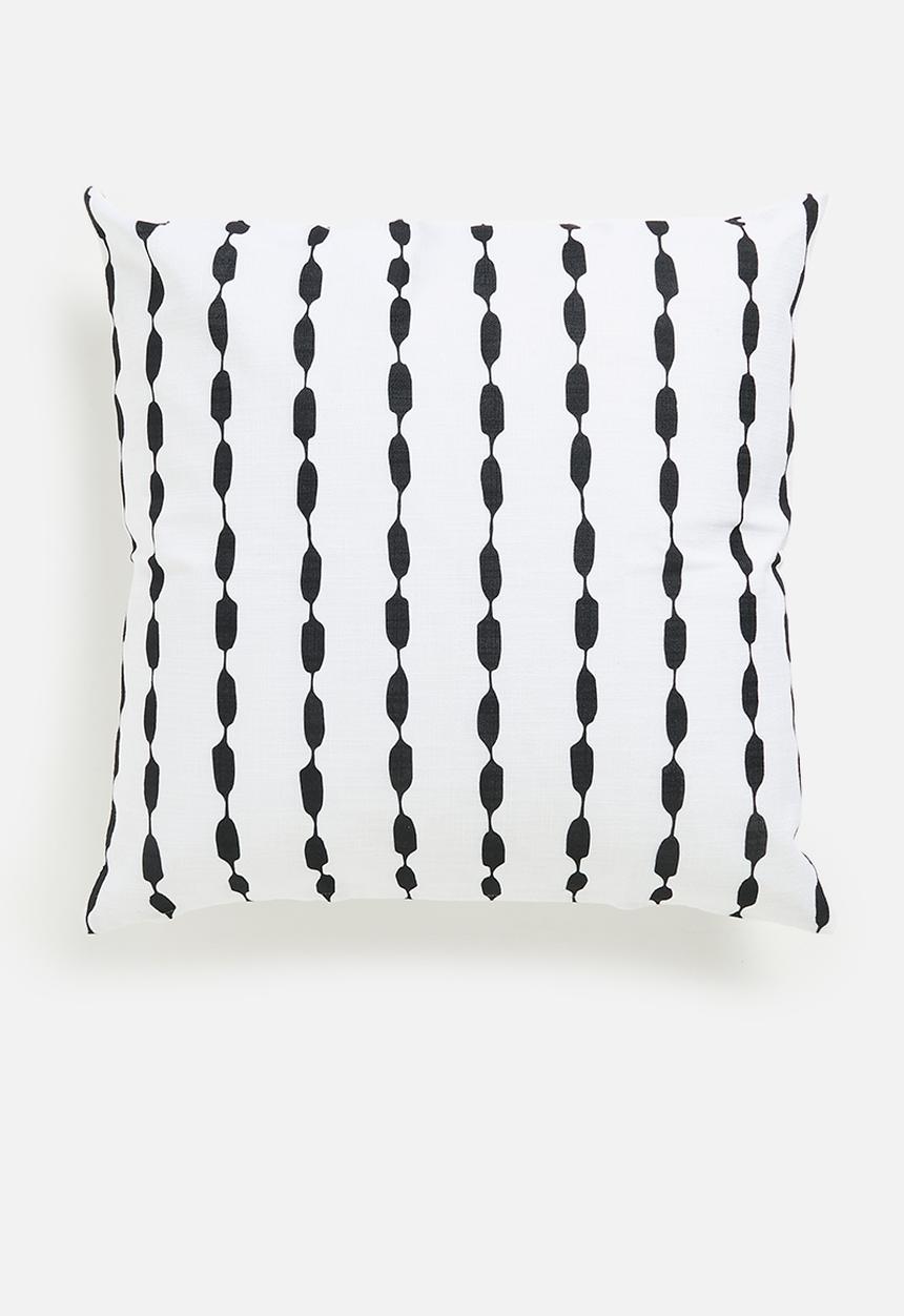 Sixth Floor - Stitch printed cushion cover -  Black & White