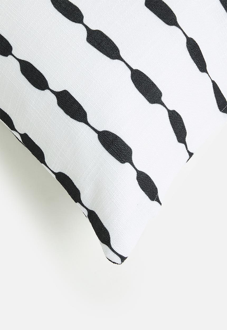 Sixth Floor - Stitch printed cushion cover -  Black & White