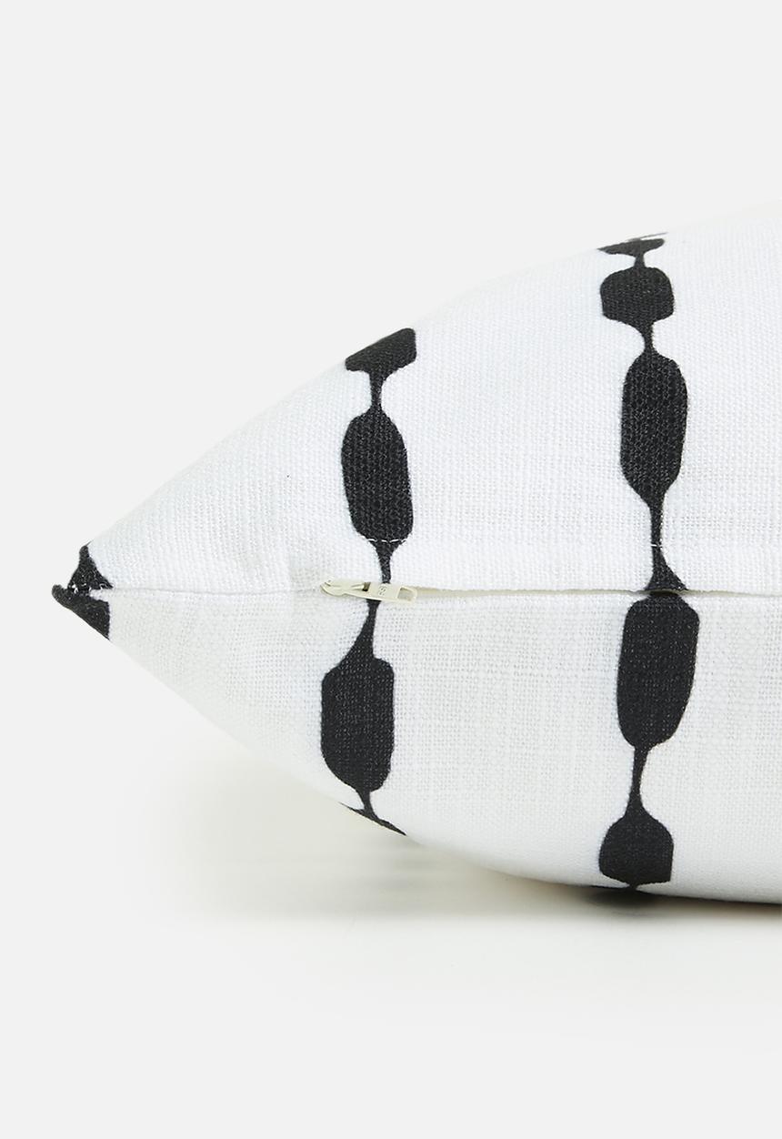 Sixth Floor - Stitch printed cushion cover -  Black & White
