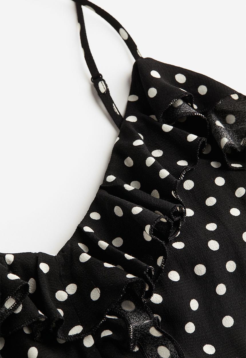 H&M - Flounce-detail mini dress - black