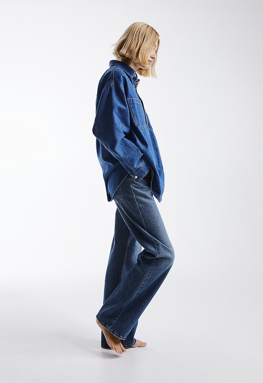 H&M - Wide ultra high jeans - denim blue