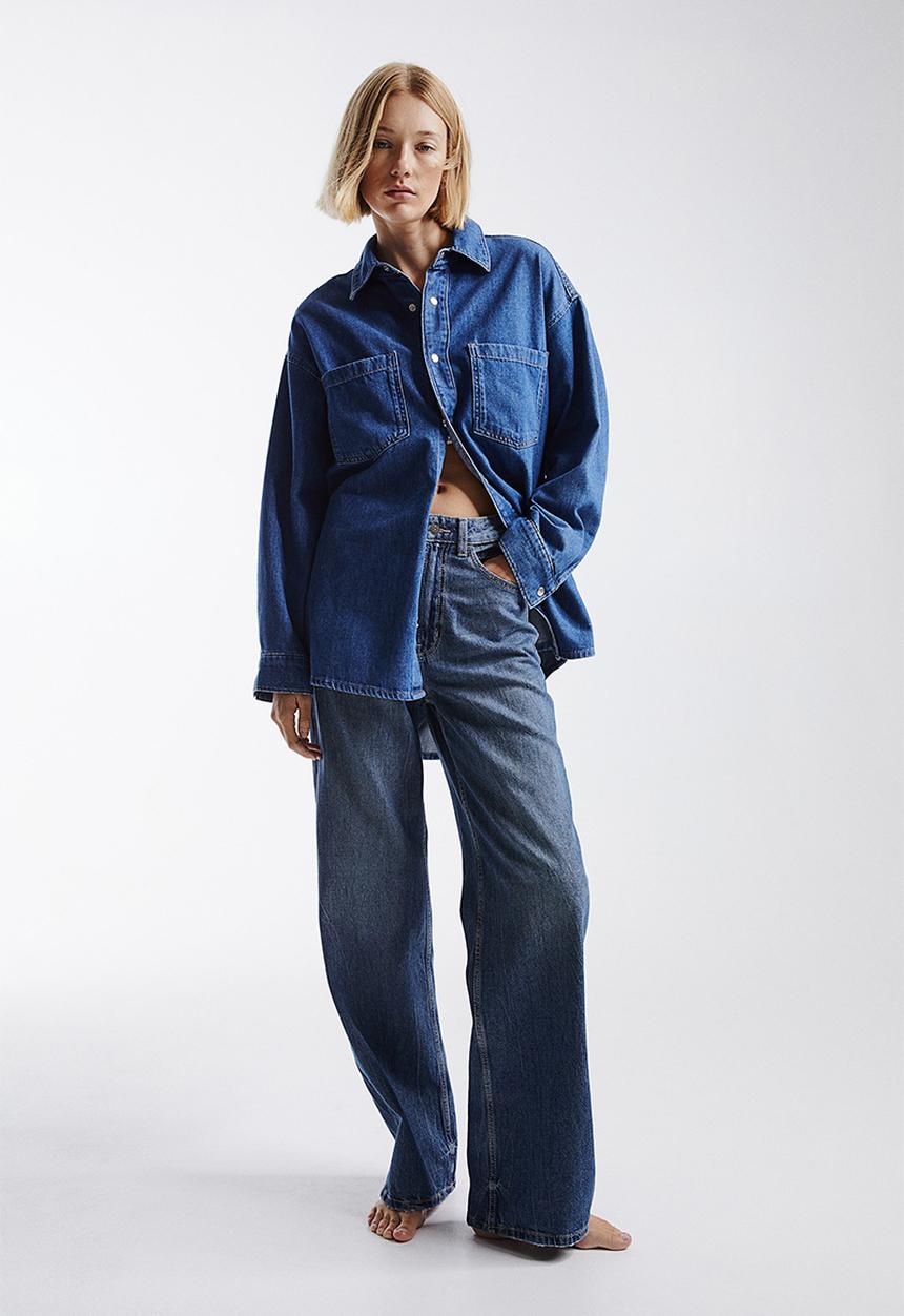 H&M - Wide ultra high jeans - denim blue