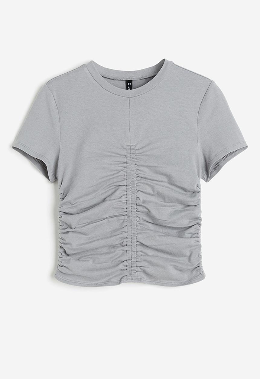 H&M - Gathered jersey top - grey