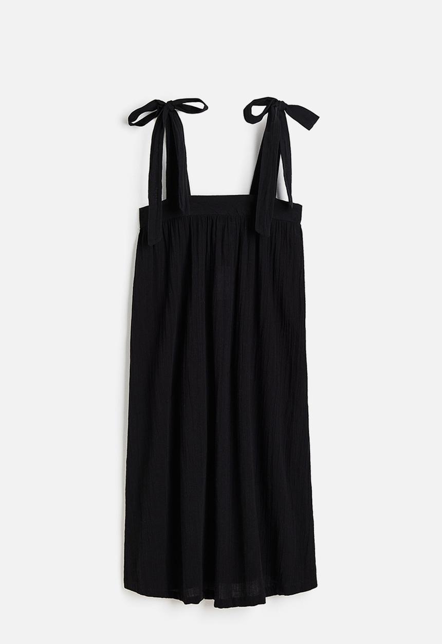 H&M - Tie-strap cotton dress - black